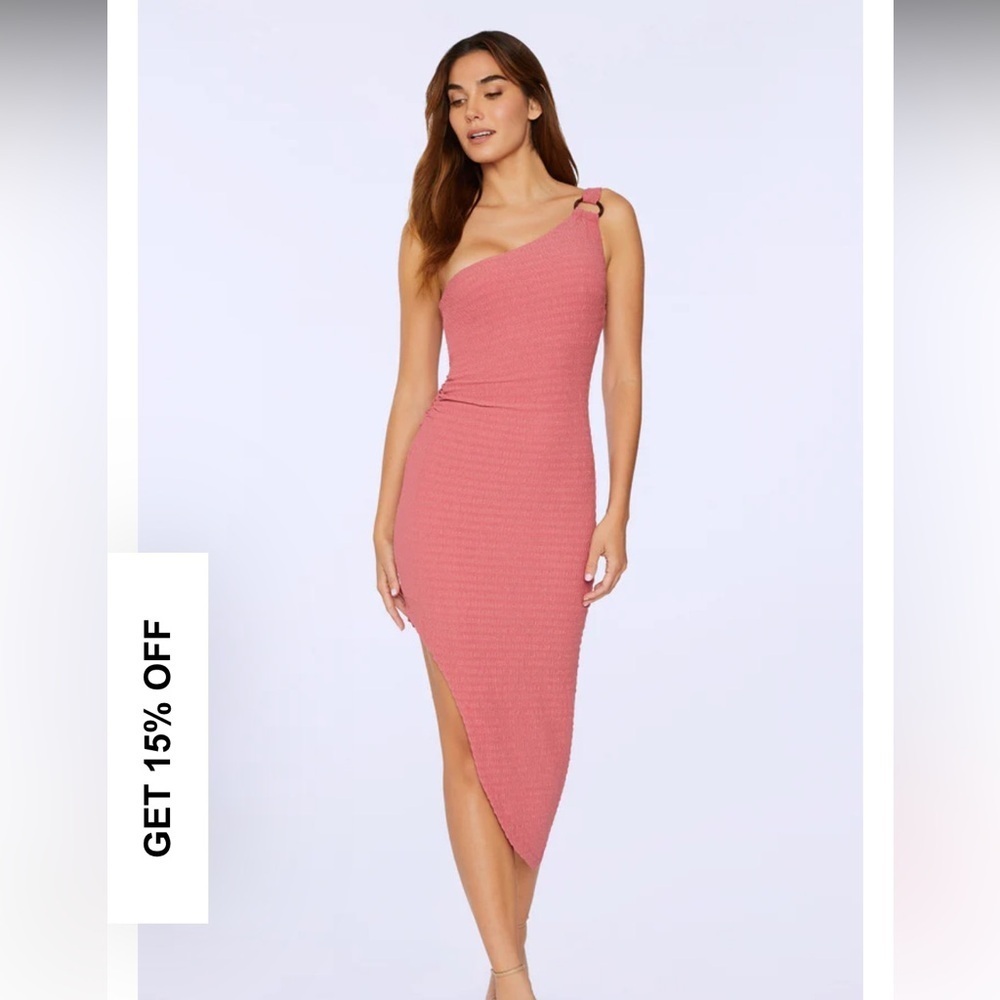 NWT Likely Harley One Shoulder Midi Dress in Rose Pink Size 4 retail $268
